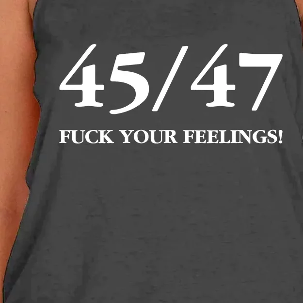 45 47 Trump 2024 Fuck Your Feelings Women's Knotted Racerback Tank