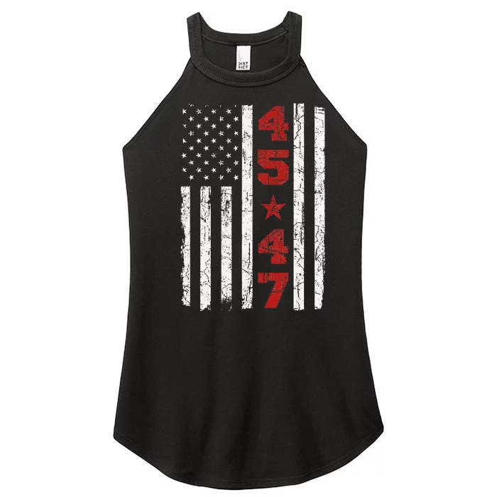 45 47 Trump Vintage Usa Flag 2024 President Election Politic Women’s Perfect Tri Rocker Tank