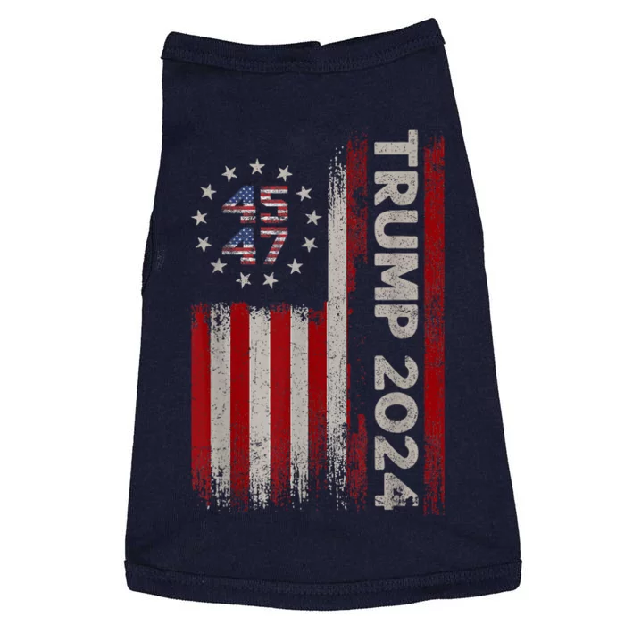 45 47 Trump 2024 American Flag Doggie Tank