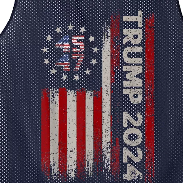 45 47 Trump 2024 American Flag Mesh Reversible Basketball Jersey Tank