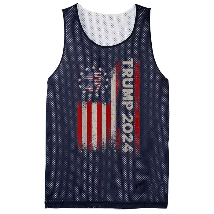 45 47 Trump 2024 American Flag Mesh Reversible Basketball Jersey Tank