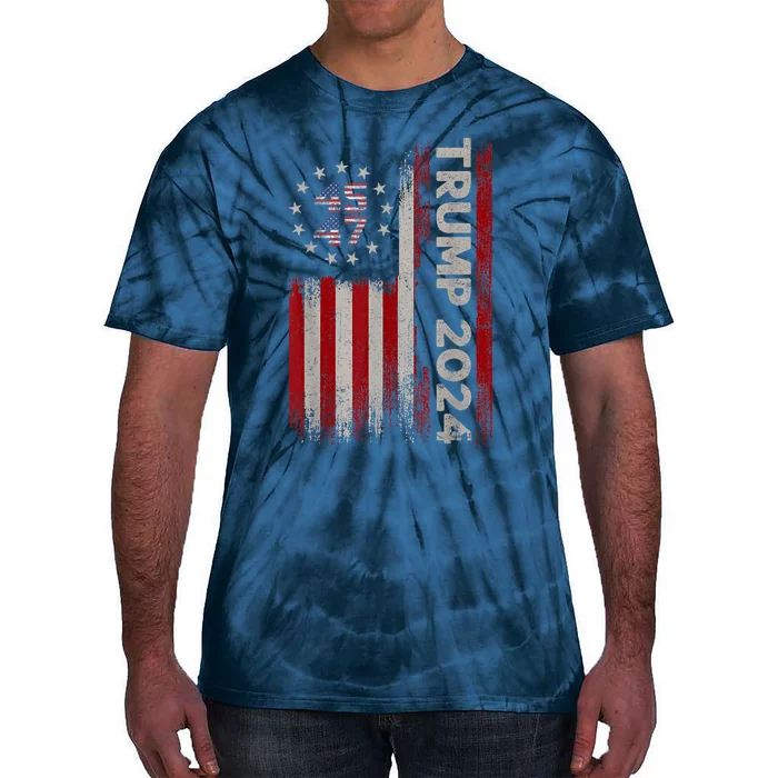 45 47 Trump 2024 American Flag Tie-Dye T-Shirt