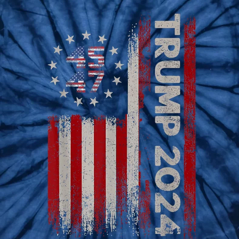 45 47 Trump 2024 American Flag Tie-Dye T-Shirt