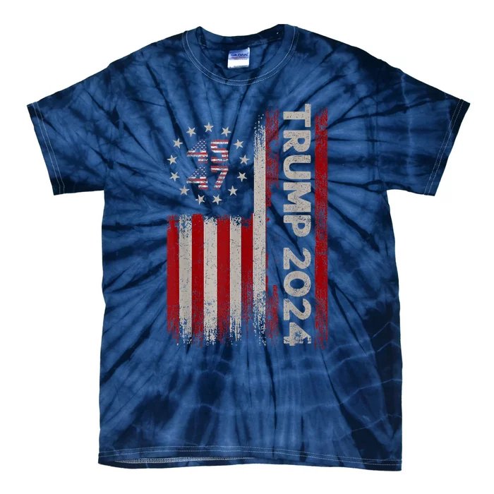 45 47 Trump 2024 American Flag Tie-Dye T-Shirt