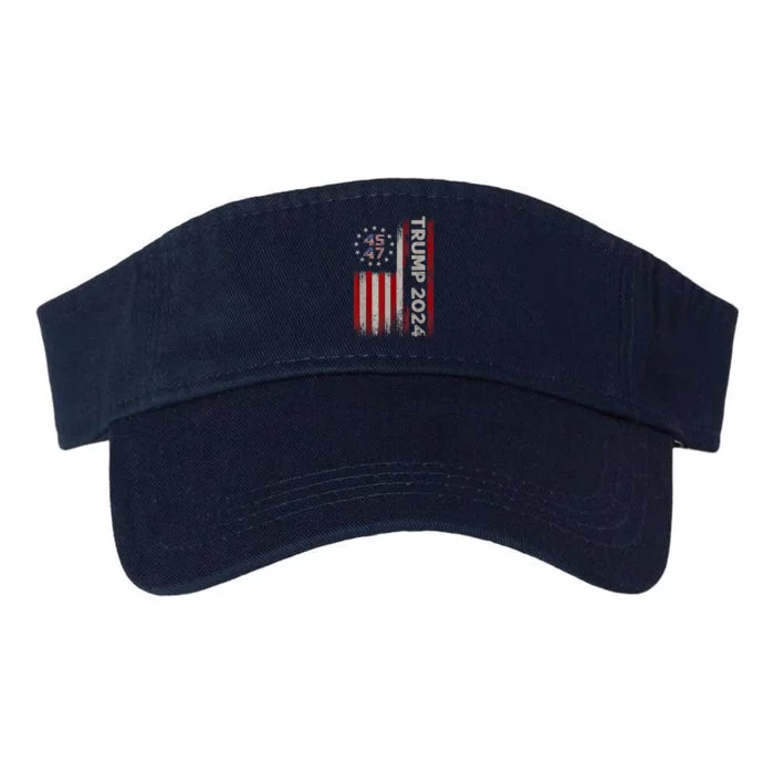 45 47 Trump 2024 American Flag Valucap Bio-Washed Visor