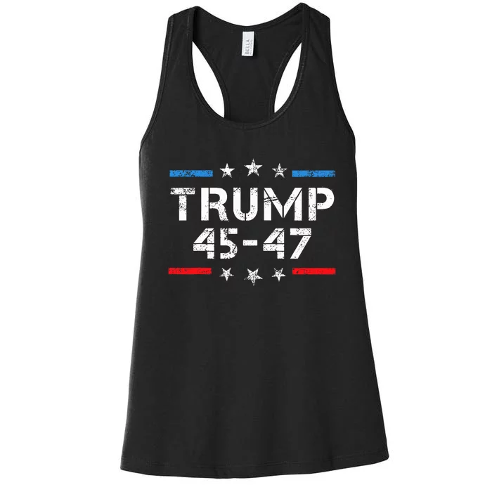 45 47 Trump 2024 American Flag Women's Racerback Tank