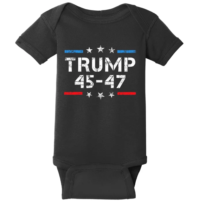 45 47 Trump 2024 American Flag Baby Bodysuit