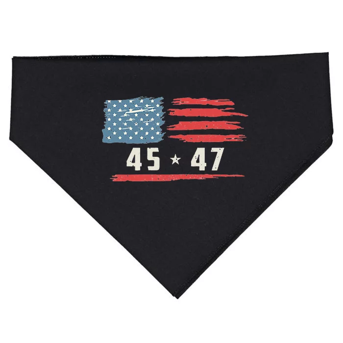 45 47 Trump President Vintage American Flag 2024 USA-Made Doggie Bandana