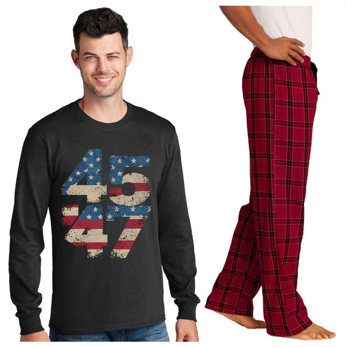 45 47 Vintage American Flag Long Sleeve Pajama Set