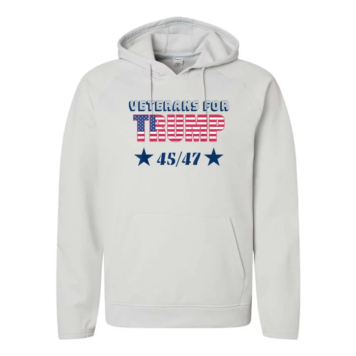 45 47 Veterans For Trump American Flag Performance Fleece Hoodie