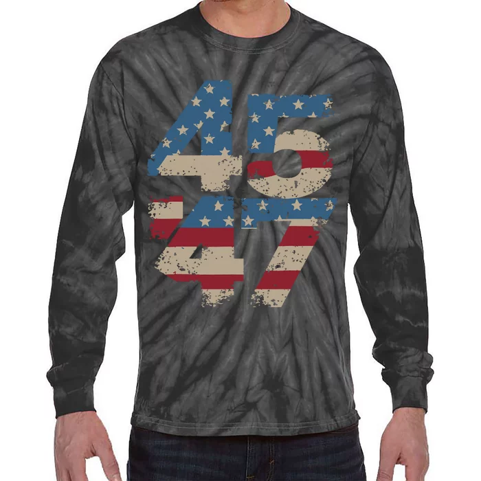 45 47 Vintage American Flag Tie-Dye Long Sleeve Shirt