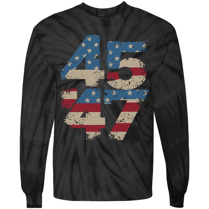 45 47 Vintage American Flag Tie-Dye Long Sleeve Shirt