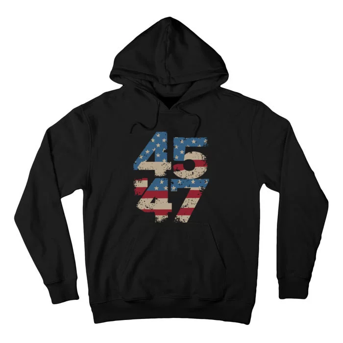 45 47 Vintage American Flag Tall Hoodie