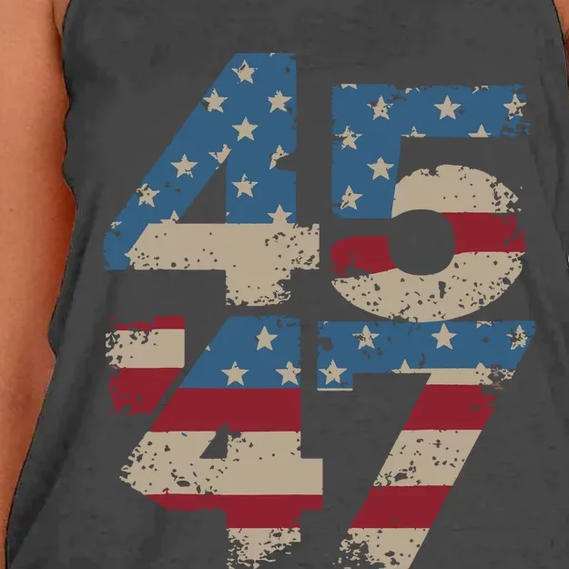 45 47 Vintage American Flag Women's Knotted Racerback Tank