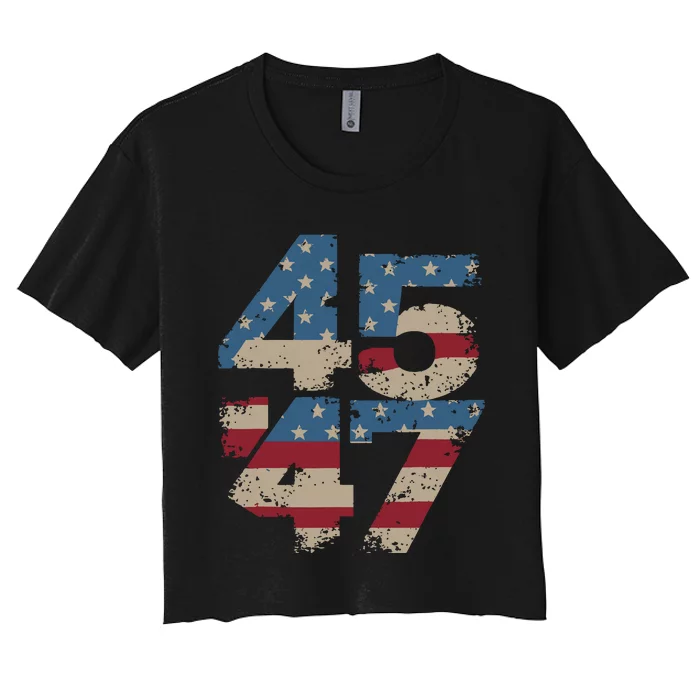 45 47 Vintage American Flag Women's Crop Top Tee