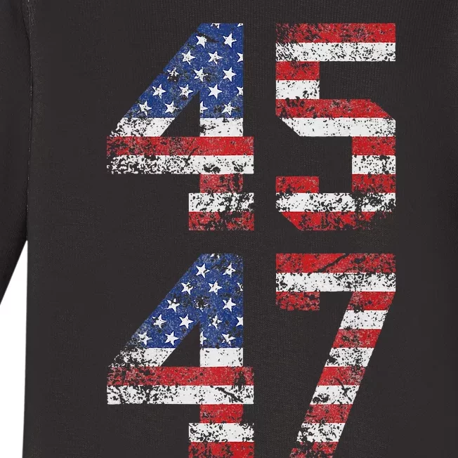 45 47 We The People 2024 Stand With American Flag Baby Long Sleeve Bodysuit