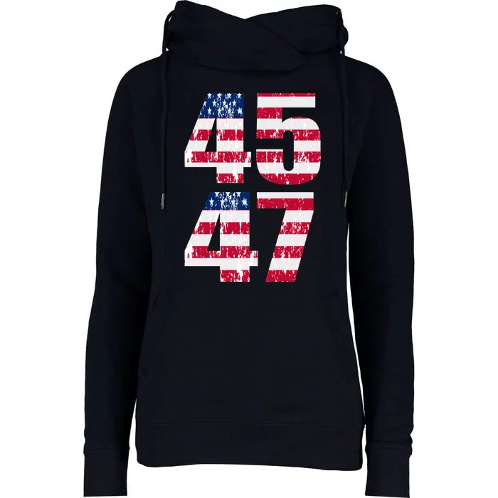 45 47 Trump 2024 Womens Funnel Neck Pullover Hood