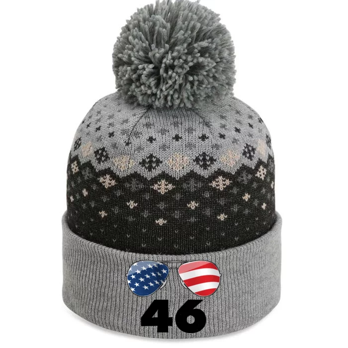 46th President Joe Biden Aviators American Flag The Baniff Cuffed Pom Beanie