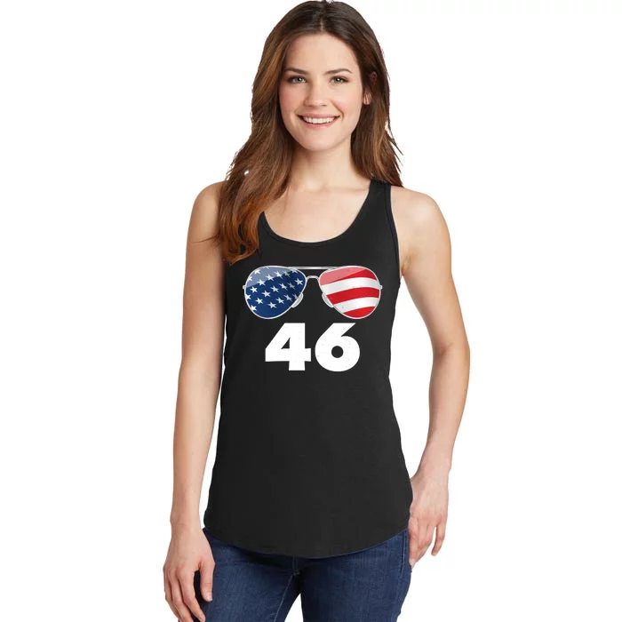 46th President Joe Biden Aviators American Flag Ladies Essential Tank