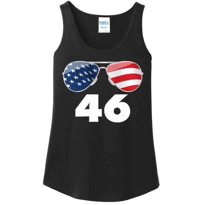 46th President Joe Biden Aviators American Flag Ladies Essential Tank