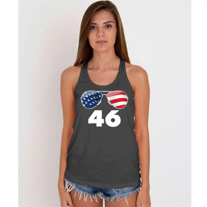 46th President Joe Biden Aviators American Flag Women's Knotted Racerback Tank