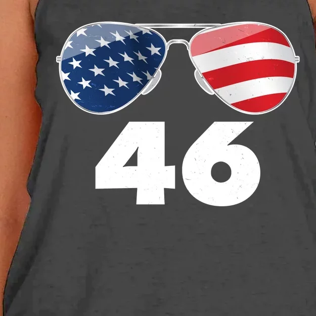 46th President Joe Biden Aviators American Flag Women's Knotted Racerback Tank