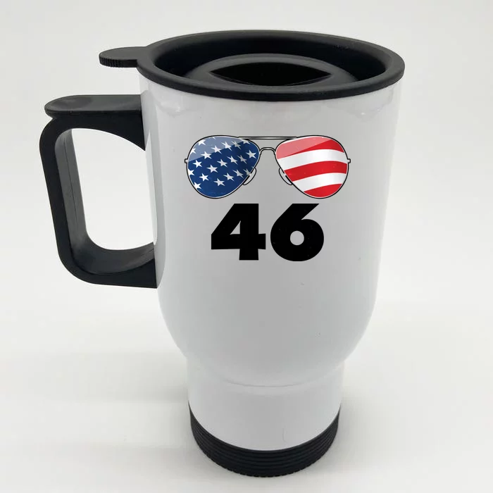 46th President Joe Biden Aviators American Flag Front & Back Stainless Steel Travel Mug