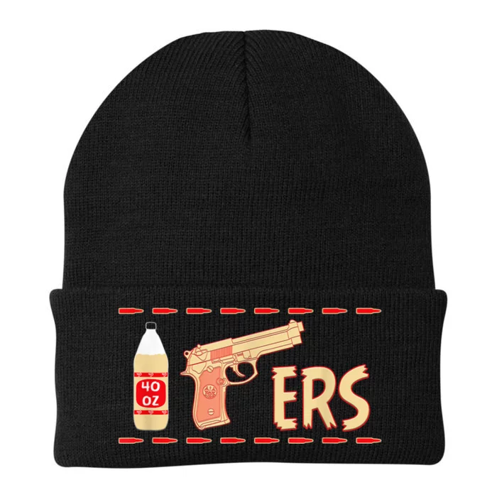 40oz 9MM Pistol Gun Football Season Footbal Fan Knit Cap Winter Beanie