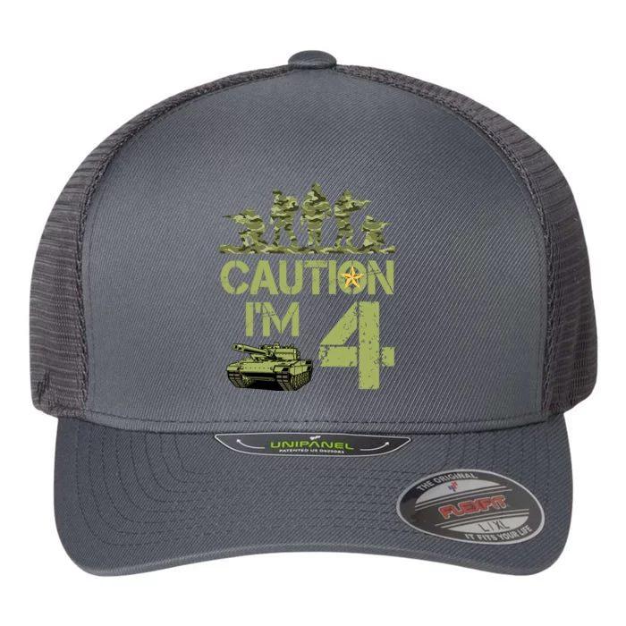 4th Army Birthday Military IM 4 Year Old Camo Birthday Flexfit Unipanel Trucker Cap