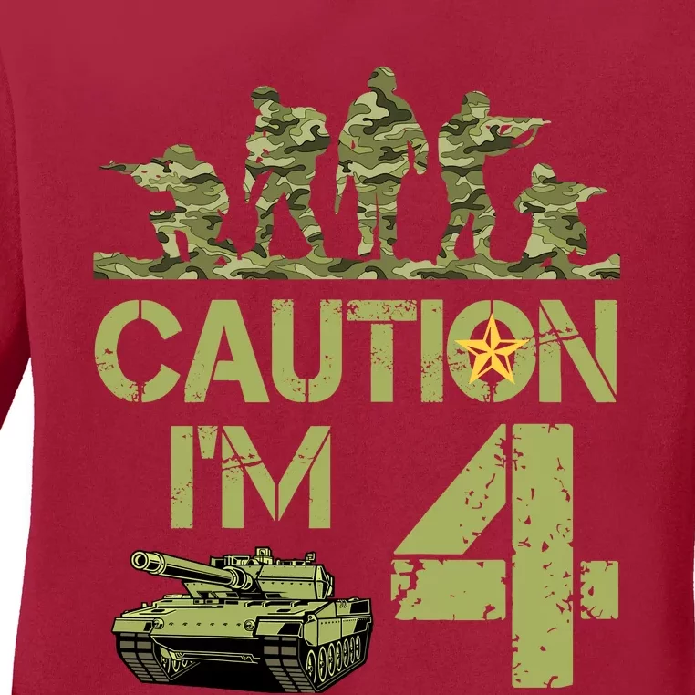 4th Army Birthday Military IM 4 Year Old Camo Birthday Ladies Long Sleeve Shirt