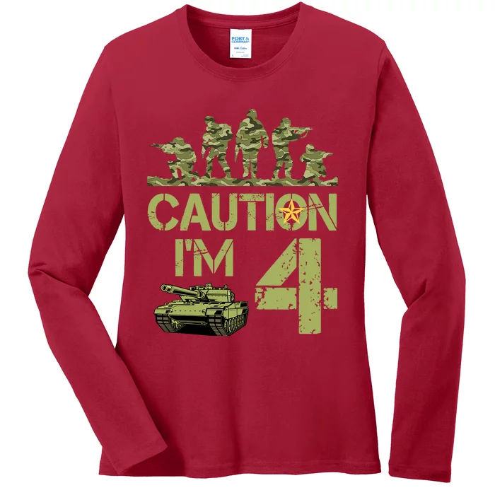 4th Army Birthday Military IM 4 Year Old Camo Birthday Ladies Long Sleeve Shirt