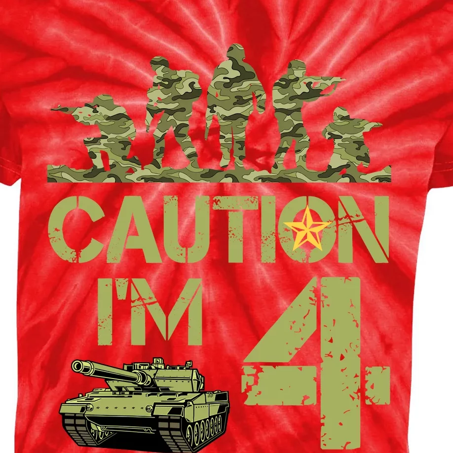 4th Army Birthday Military IM 4 Year Old Camo Birthday Kids Tie-Dye T-Shirt