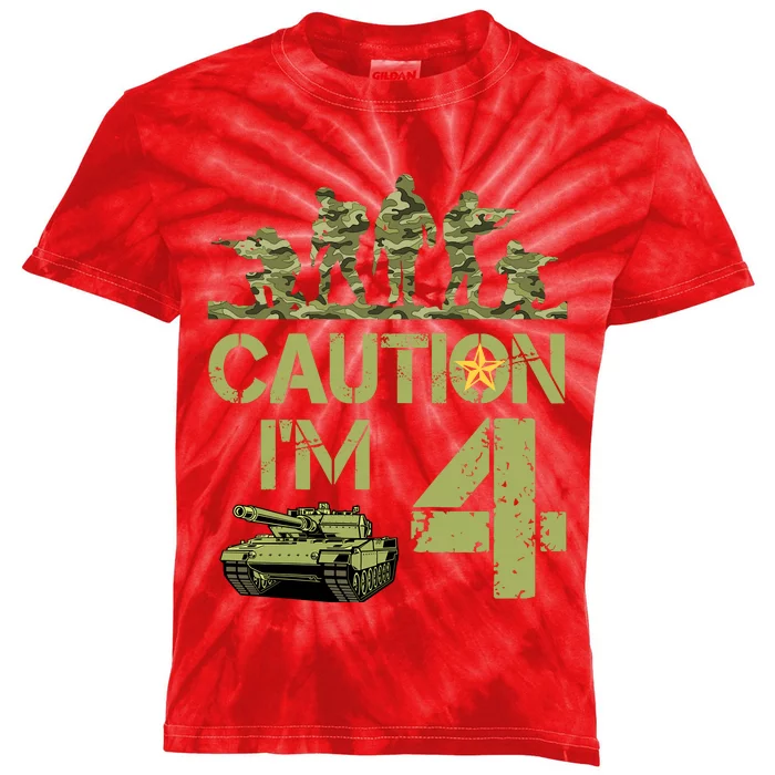 4th Army Birthday Military IM 4 Year Old Camo Birthday Kids Tie-Dye T-Shirt