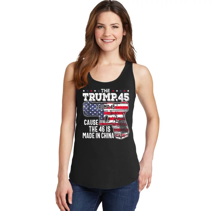 45 American Flag The Trump 45 Cause The 46 Is Made In China Ladies Essential Tank