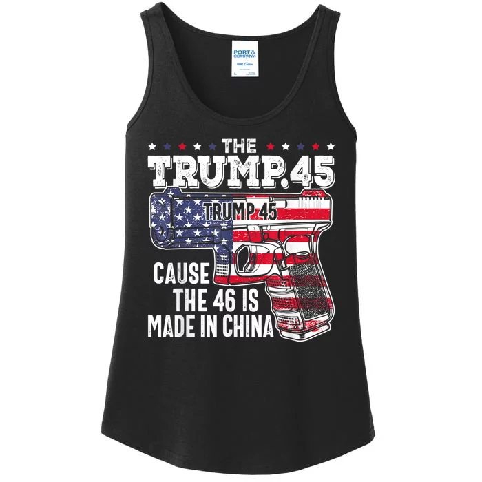 45 American Flag The Trump 45 Cause The 46 Is Made In China Ladies Essential Tank