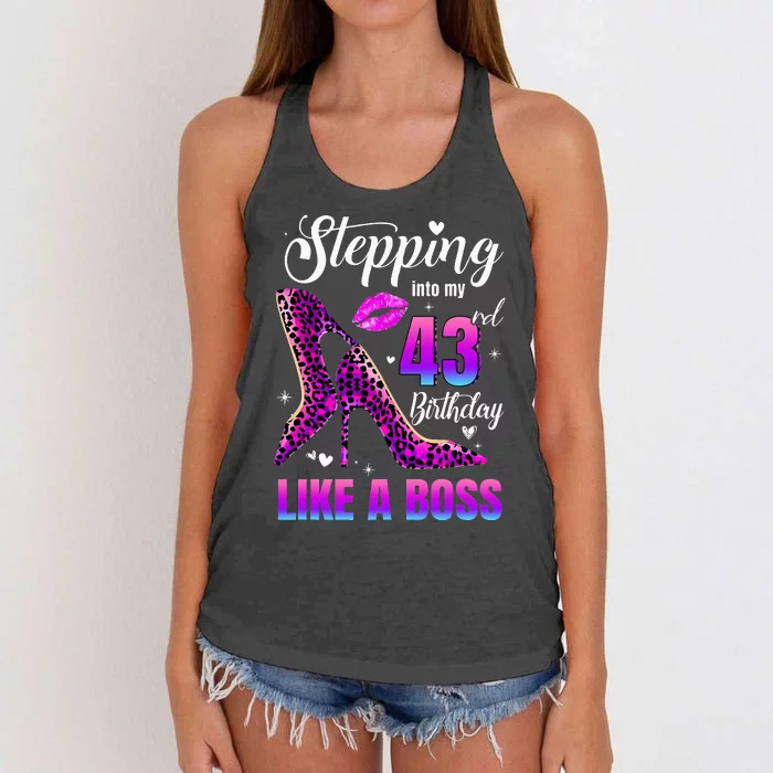 43 And Fabulous High Heels Stepping Into My 43Rd Birthday Women's Knotted Racerback Tank