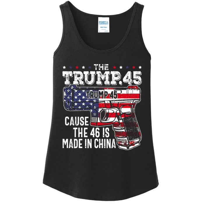 45 American Flag The Trump 45 Cause The 46 Is Made In China Ladies Essential Tank