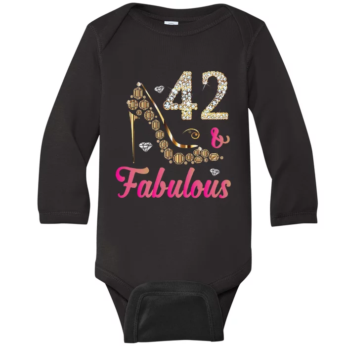 42 And Fabulous Funny 42th Birthday Cute Gift Beautiful Fun Baby Long Sleeve Bodysuit