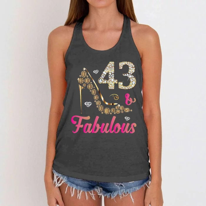 43 And Fabulous Funny 43th Birthday Cute Gift Beautiful Fun Women's Knotted Racerback Tank