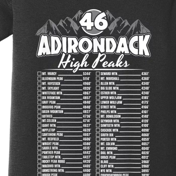 46 Adirondack Mountain Climbing Checklist Baby Bodysuit