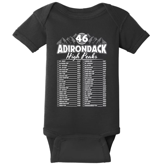 46 Adirondack Mountain Climbing Checklist Baby Bodysuit