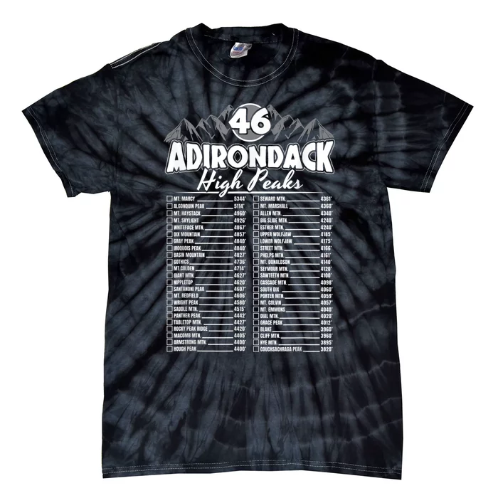 46 Adirondack Mountain Climbing Checklist Tie-Dye T-Shirt