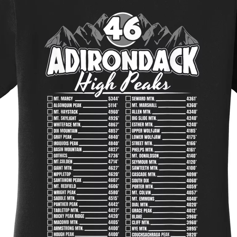 46 Adirondack Mountain Climbing Checklist Women's T-Shirt