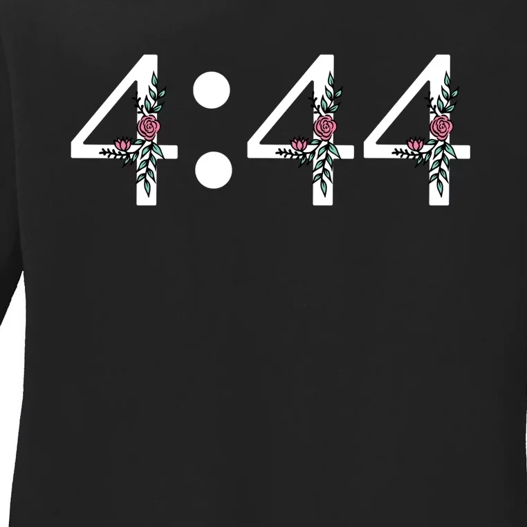 4:44 Angel Number Floral Ladies Long Sleeve Shirt