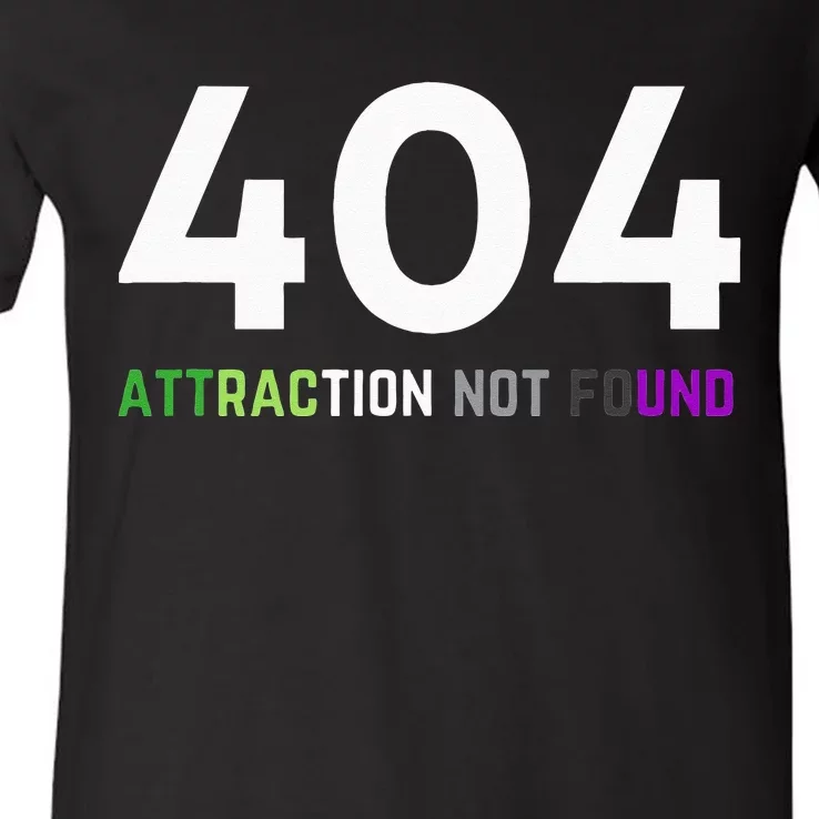 404 Attraction Not Found Funny Aroace Pride Aro Ace LGBTQ V-Neck T-Shirt