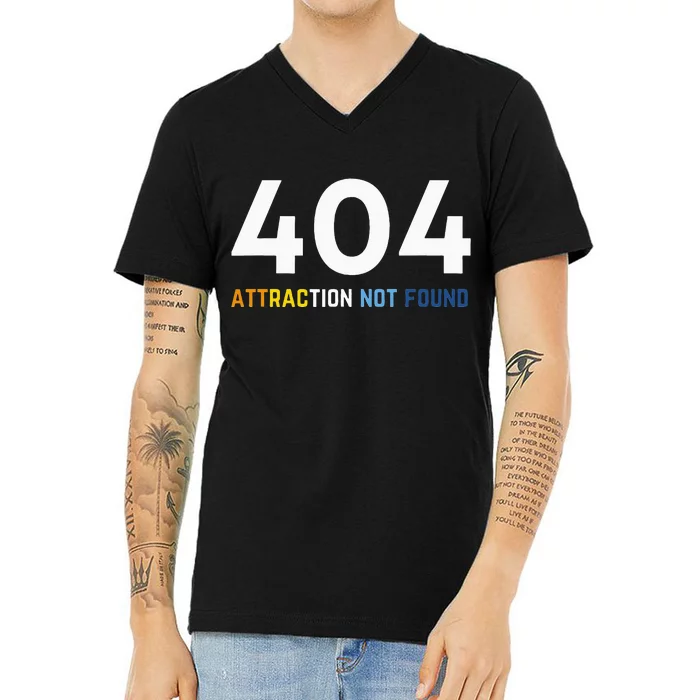 404 Attraction Not Found Funny Aroace Pride Aro Ace LGBTQ V-Neck T-Shirt