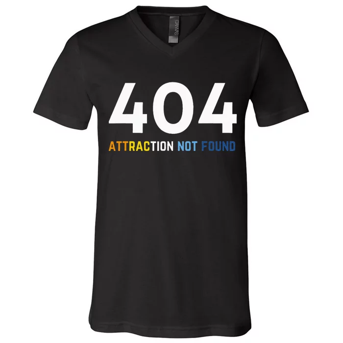 404 Attraction Not Found Funny Aroace Pride Aro Ace LGBTQ V-Neck T-Shirt