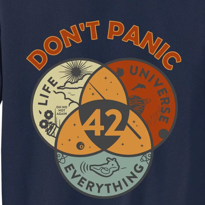 42 Answer To Life The Universe And Everything DonT Panic Tall Sweatshirt