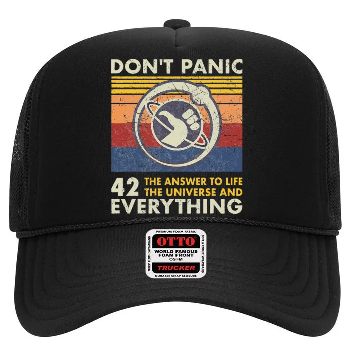 42 Answer to all Questions Life Universe Everything High Crown Mesh Trucker Hat