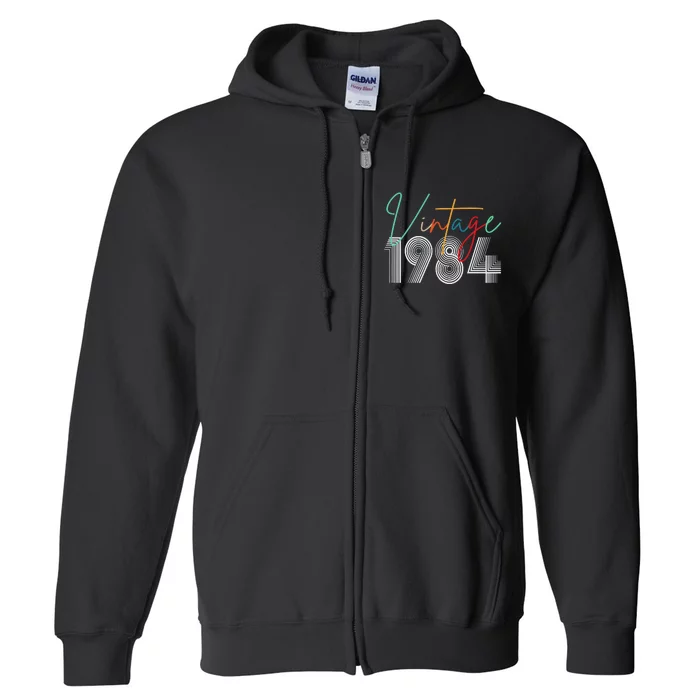 40th Birthday 1984 Vintage Full Zip Hoodie